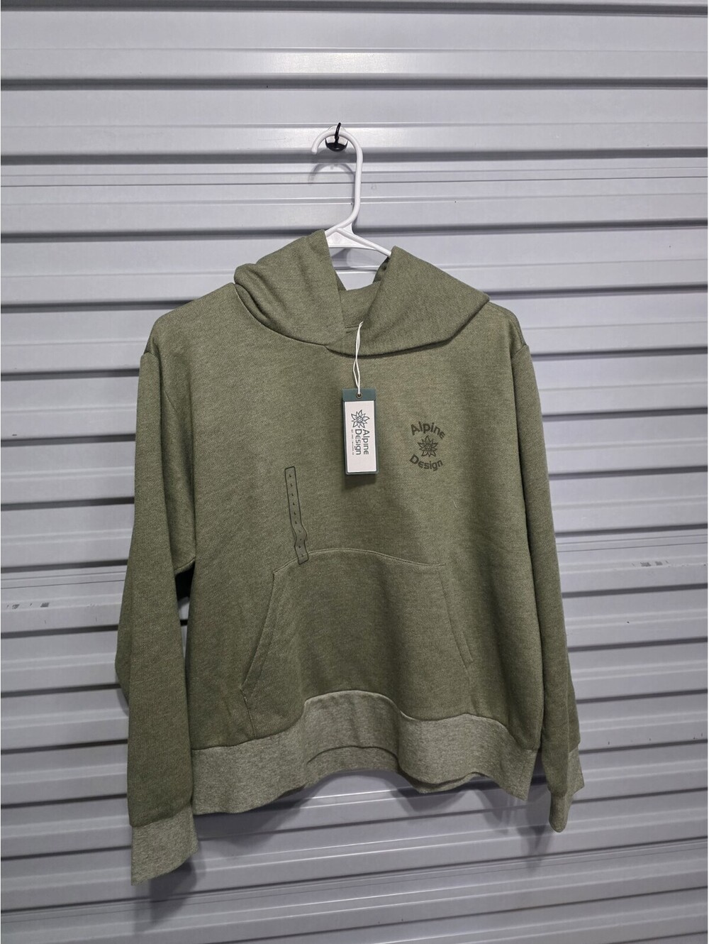 Alpine Design Women’s Green Pullover Hoodie L Fleece Cotton Blend Solid